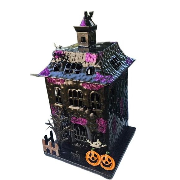 Halloween Black Metal Haunted House with Flameless Candle See Video - Picture 7 of 8